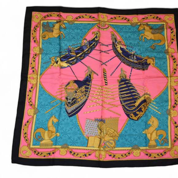 HERMES Black Silk Scarf - Picture 9 of 9